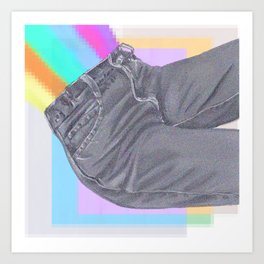 DENIM PRIDE Art Print | Pixel, Drawing, Rainbow, Jeans, Graphicdesign, Denim, Girl, Fashion, Pride, Curated 