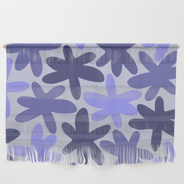 Daisy Time Retro Floral Pattern in Periwinkle Purple Tones Wall Hanging