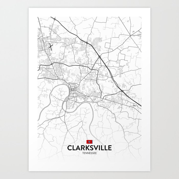 Clarksville, Tennessee, United States - Light City Map Art Print