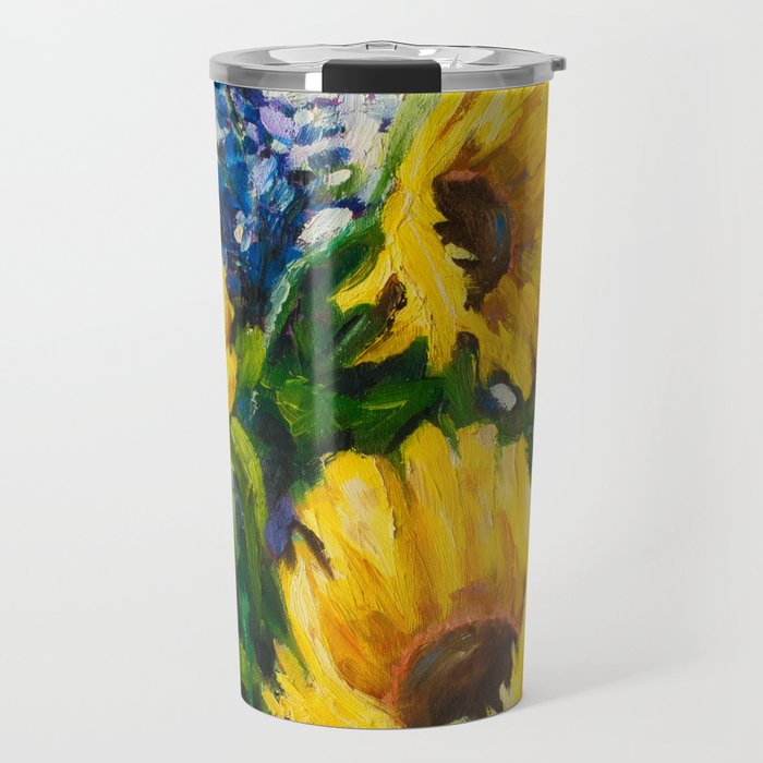 Sunflowers Oil Painting Travel Mug