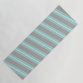 [ Thumbnail: Dark Gray and Turquoise Colored Stripes/Lines Pattern Yoga Mat ]
