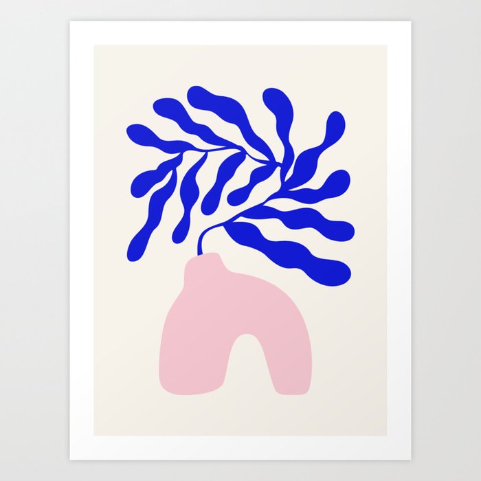 Blue Matisse Ferns II Art Print
