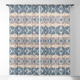 Modern abstract weave pattern - blue Sheer Curtain