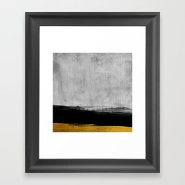 Black and Gold grunge stripes on modern grey concrete abstract backround I - Stripe - Striped Framed Art Print