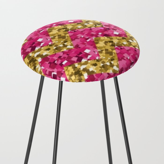 Pink Gold Glitter Pattern Counter Stool By Loveart69