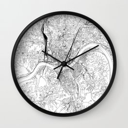 Cincinnati White Map Wall Clock