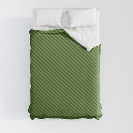 [ Thumbnail: Green and Dark Slate Gray Colored Lines Pattern Duvet Cover ]