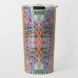 Pastel Burst Of Color Lines Mandala  Travel Mug