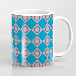 Geometric Pattern in Blue and Coral Orange Mug