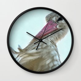 White Stork With Incredulous Expression Wall Clock