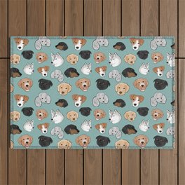 Pack of dogs teal Outdoor Rug