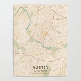 Austin, United States - Vintage Map Poster
