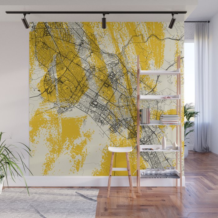 Fremont - USA - City Map in Yellow Wall Mural