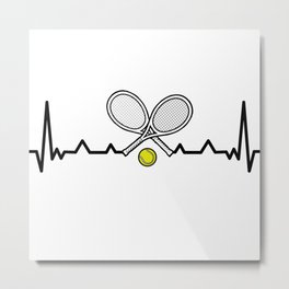 EKG TENNIS Metal Print | Graphicdesign, Ecg, Racket, Cardio, Net, Ball, Court, Pulse, Heartbeat, Tennis 