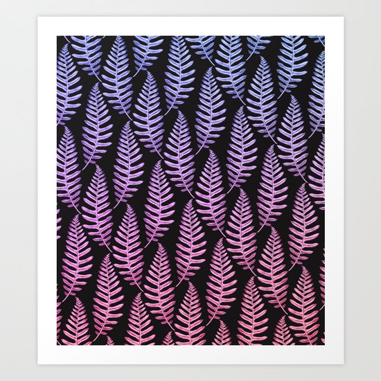 Multi Color Leaves (Black) Art Print