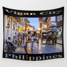 Rush Hour in Vigan City (on black) Wall Tapestry