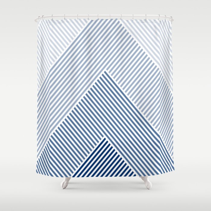 Blue Shades Lines  Shower Curtain