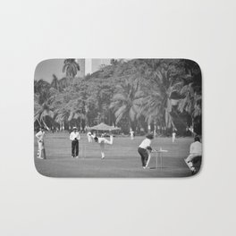 Cricket Mumbai Oval Maidan Black And White Bath Mat | Cricket, Bombay, Indian, Ovalmaidan, Photo, Digital, Black And White, Mumbai, Sport, India 