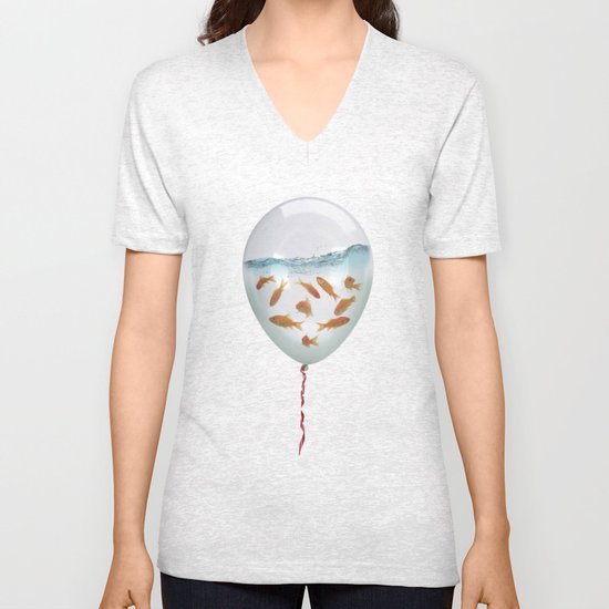 balloon fish 03 Unisex V-Neck