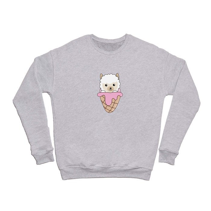 Alpaca Pink Ice Cream Waffle Cute Animals Alpacas Crewneck Sweatshirt