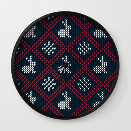 Seamless Knitted Christmas Pattern 05 Wall Clock
