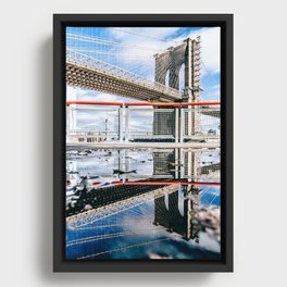 Brooklyn Bridge Reflection Framed Canvas