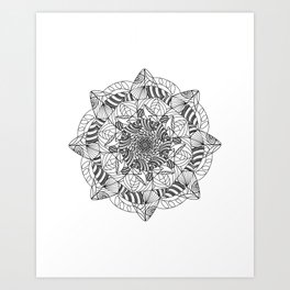 Modern Snowflake  Art Print | Kaleidoscope, Drawing, Pattern, Blackandwhite, Digital, Penandink, Snowflake 