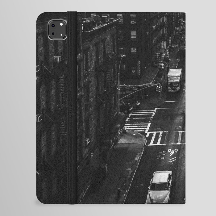New York City skyline and Chinatown neighborhood in Manhattan black and white iPad Folio Case