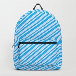 [ Thumbnail: Lavender and Deep Sky Blue Colored Lines/Stripes Pattern Backpack ]