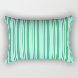 [ Thumbnail: Sea Green and Turquoise Colored Lined/Striped Pattern Rectangular Pillow ]
