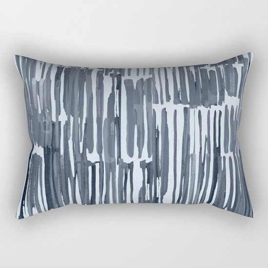 Simply Bamboo Brushstroke Indigo Blue on Sky Blue Rectangular Pillow
