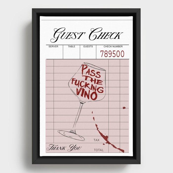 Guest Check Pass the Vino Framed Canvas