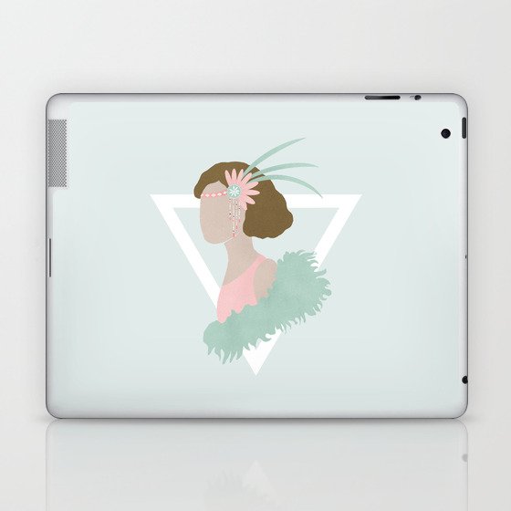 Art Deco feather girl Laptop & iPad Skin