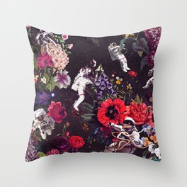 Flowers and Astronauts - Space Throw Pillow
