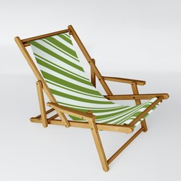[ Thumbnail: Mint Cream and Green Colored Stripes Pattern Sling Chair ]