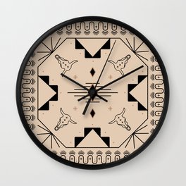 Lost Desert Tile - Black & Camel Wall Clock
