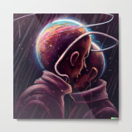 Cosmic lovers Metal Print | Painting, Universe, Earth, Couple, Alien, Sciencefiction, Strange, Planets, Scifi, Space 