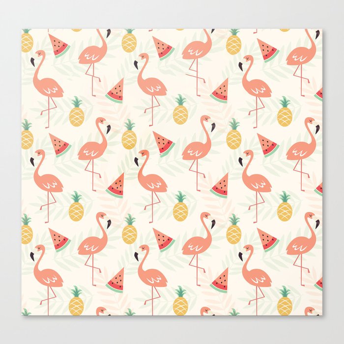 Watermelon Flamingo Pineapple Canvas Print