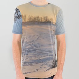 Sunset in the Winter Forest  All Over Graphic Tee