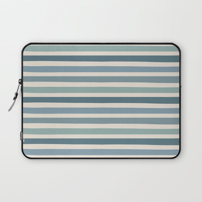 Sea Blue Stripes Retro Pattern  Laptop Sleeve