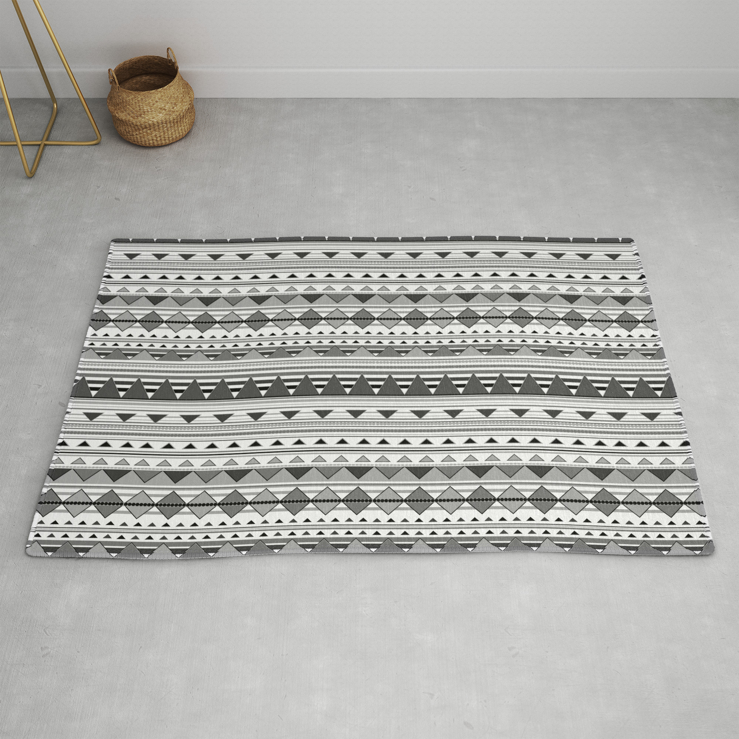 Aztec Black White Rug By Everettco Society6