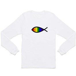 Rainbow Christian fish symbol for LGBT inclusive church Long Sleeve T-shirt