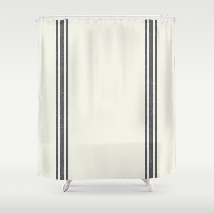 Vintage Country French Grainsack Grey, Gray Cream And White Shower Curtain