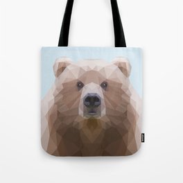 Cute geometric bear on blue/grey background Tote Bag