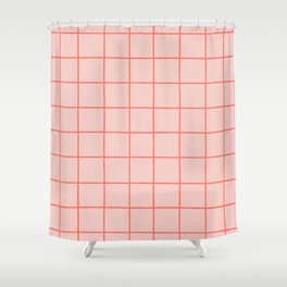 Grid Pattern Peach Shower Curtain