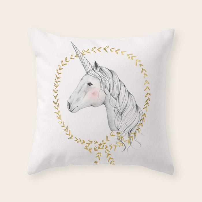 Unicorn Throw Pillow by Kelli Murray Society6