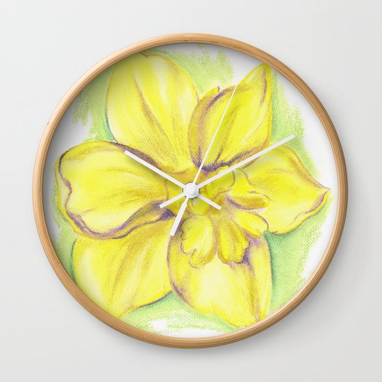 Yellow Daffodil Blossom Wall Clock