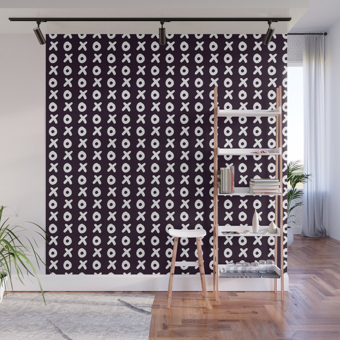 Black pattern with X and O - XOXO Wall Mural