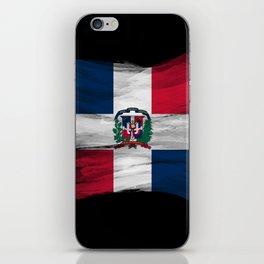 Dominican Republic flag brush stroke, national flag iPhone Skin