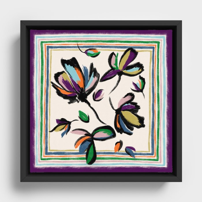 Abstract Flowers Framed Canvas